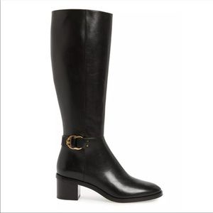 Tory Burch Black Leather Over the Knee Boots